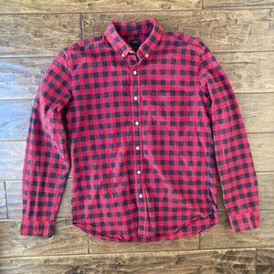 J. Crew Men's Large Slim Fit Oxford Long Slv Button Down Shirt Red Buffalo Check